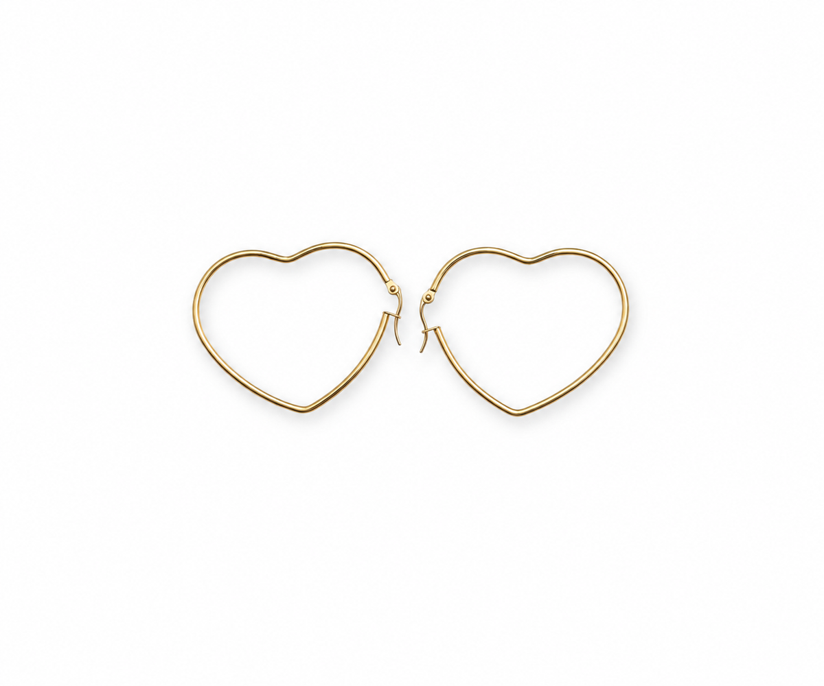 Thin Open Heart Hoops