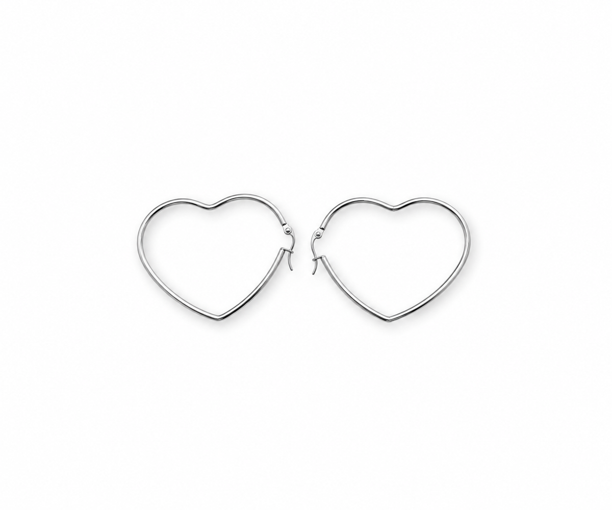 Thin Open Heart Hoops
