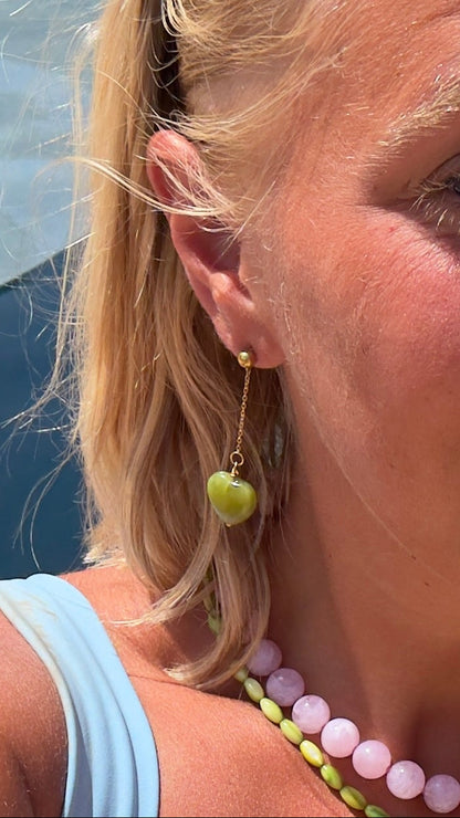 Lime Heart Earrings
