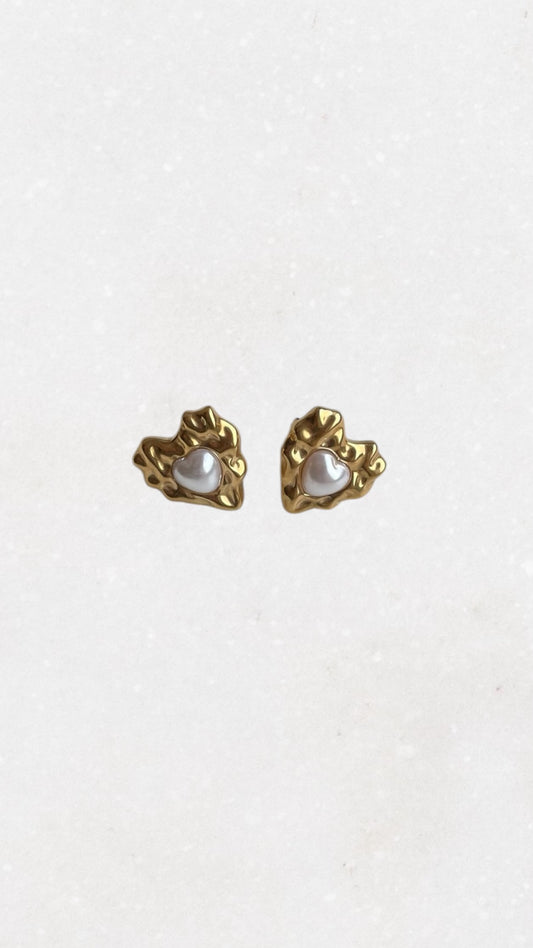 Heart & Pearl Studs