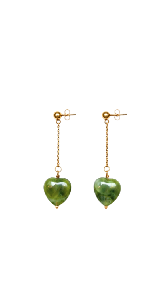 Lime Heart Earrings