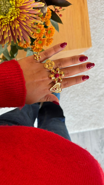 Burgundy Flower Ring