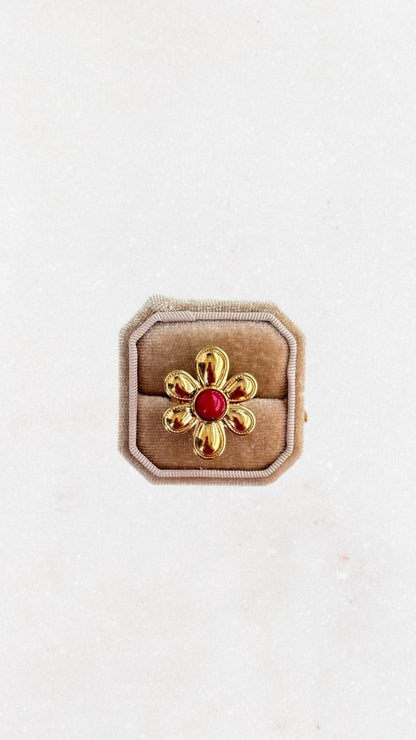 Burgundy Flower Ring