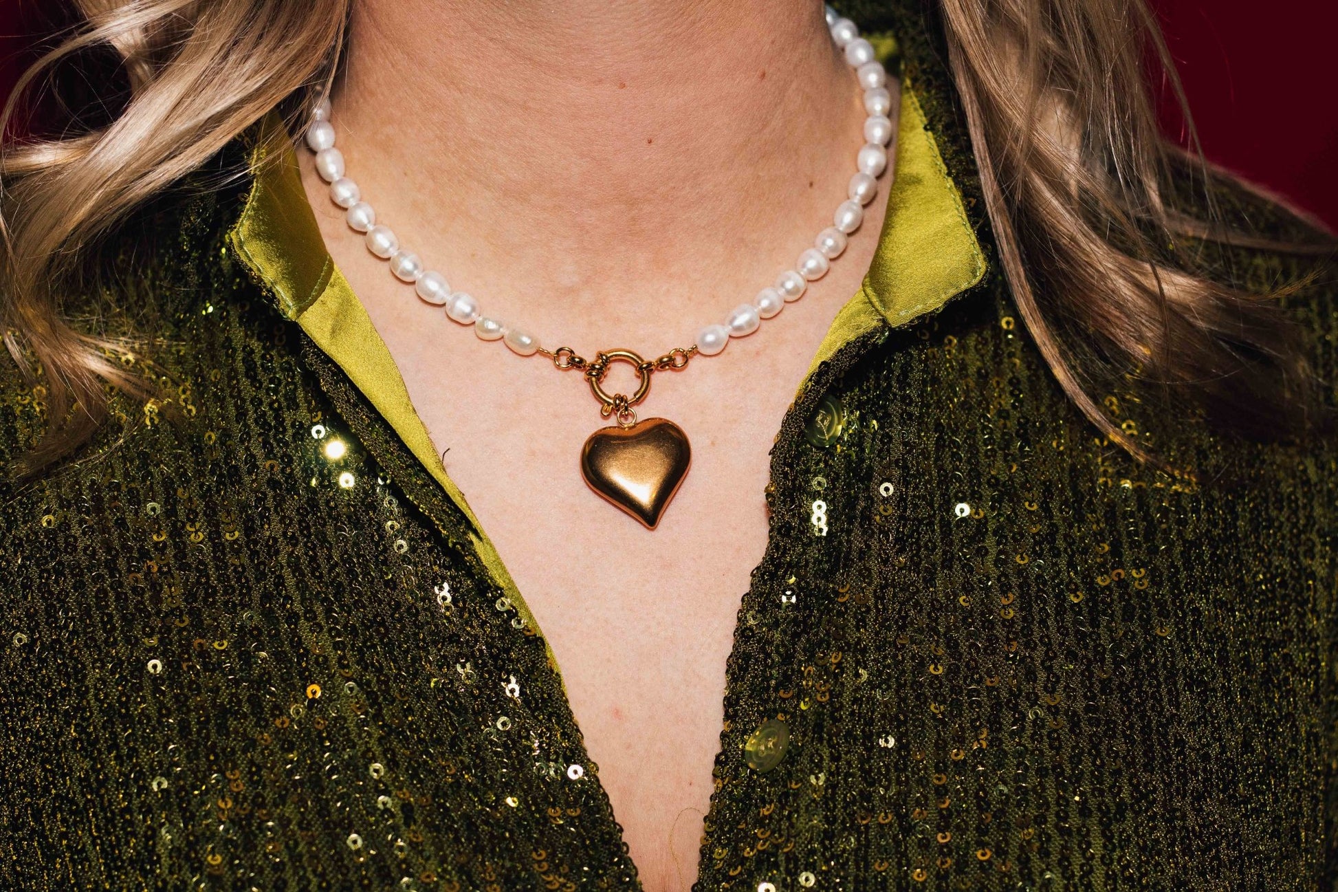 Pearl Heart Necklace Gold - Atelier Tú